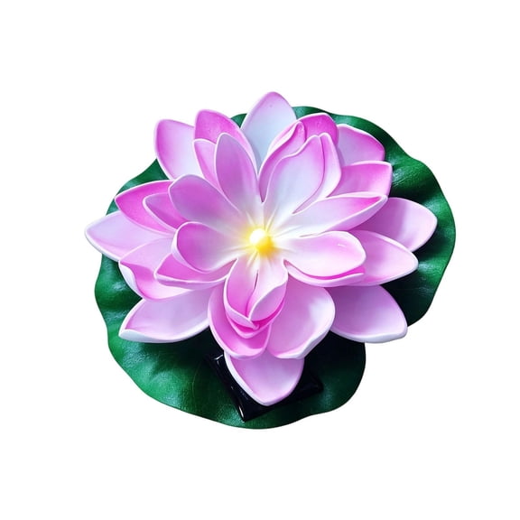 Waterproof Floating Lotus Solar Light Floating Lily Light Water Activated 6.7 Inch Artificial Flower, Battery Operated for Wedding Pool Anniversary Garden Pond Decoration - Night Ambient Use