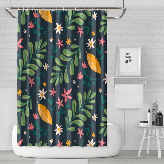 Waterproof Floral Pattern Shower Curtain 72x72 Inch Boho Style Polyester Unique Shower Curtain for Bathroom Hotel Home Decor with 12 Plastic Hooks