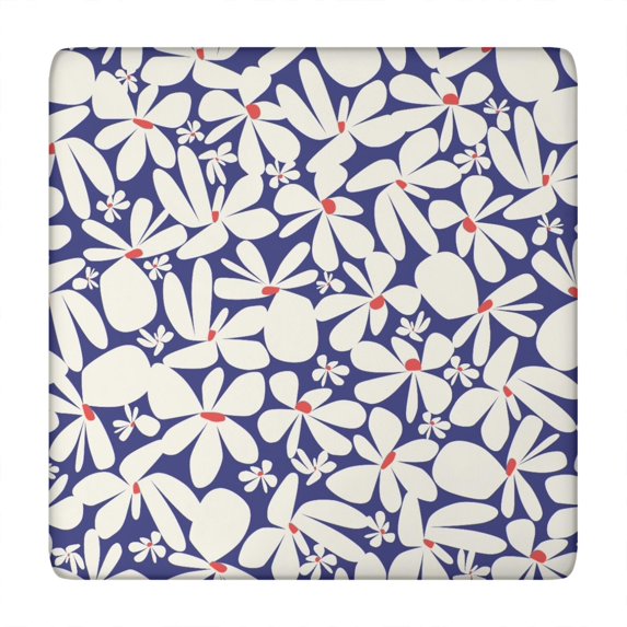Waterproof Floral Tablecloth for Square Table, Reusable Elastic Fit Polyester for Indoor and Outdoor, 34x34 Inch
