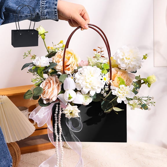 Waterproof Flower Bouquet Bags, Qiopertar Teacher's Day Fresh Flower Packaging Kraft Paper Bags Wholesale Water Proof Film Covered Flower Bouquet Packaging Bags Valentine's Day Flower Arrangement DIY