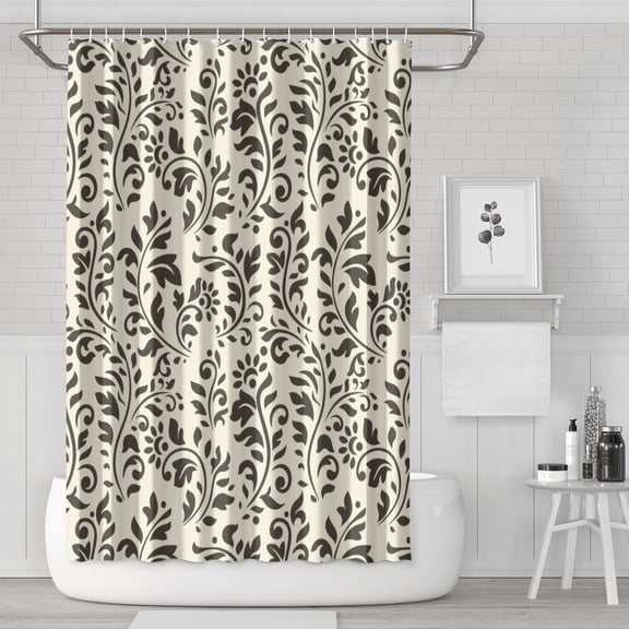 Waterproof Flower Decorations Leaves Shower Curtain 72x72 Inch Boho Style Polyester Unique Shower Curtain for Bathroom Hotel Home Decor with 12 Plastic Hooks