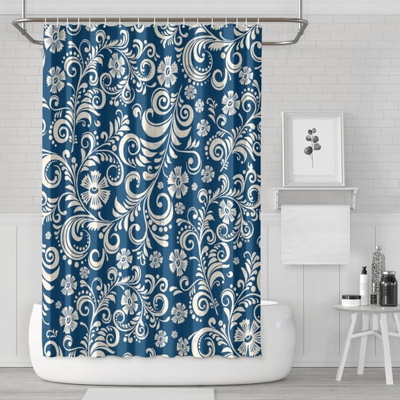 Waterproof Flower Pattern Shower Curtain 72x72 Inch Boho Style Polyester Unique Shower Curtain for Bathroom Hotel Home Decor with 12 Plastic Hooks
