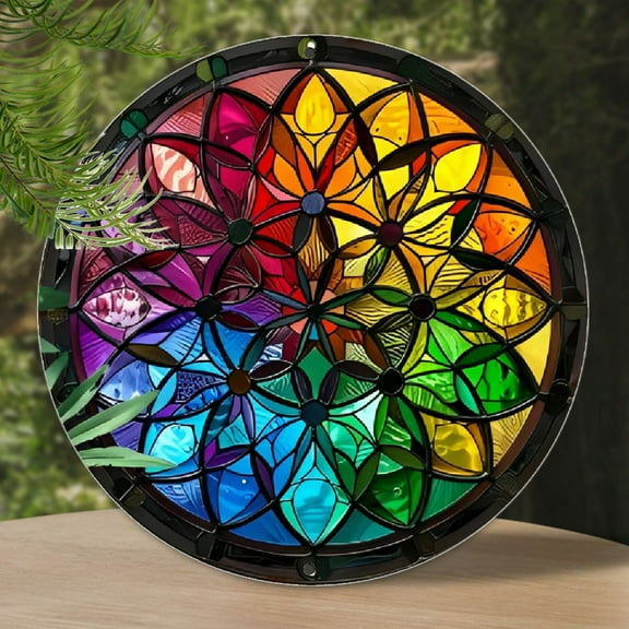 Waterproof Flower of Life Metal Wall Art - UV Resistant Aluminum Decorative Sign - Easy to Hang, Durable Round Artwork for Home & Garden, 1pc