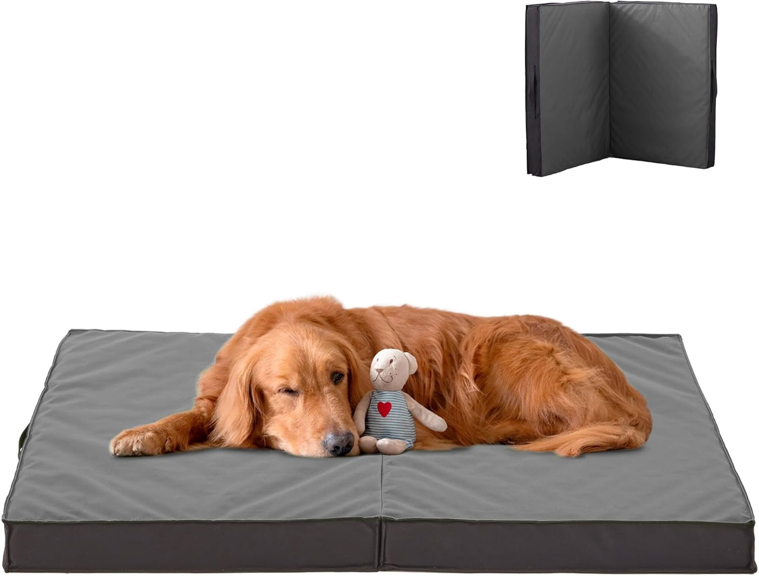 Waterproof Foldable Outdoor Dog Bed for Large Dogs, Orthopedic Portable All-Weather Bed with Washable Cover, 41 Inch for Indoor and Outside Use