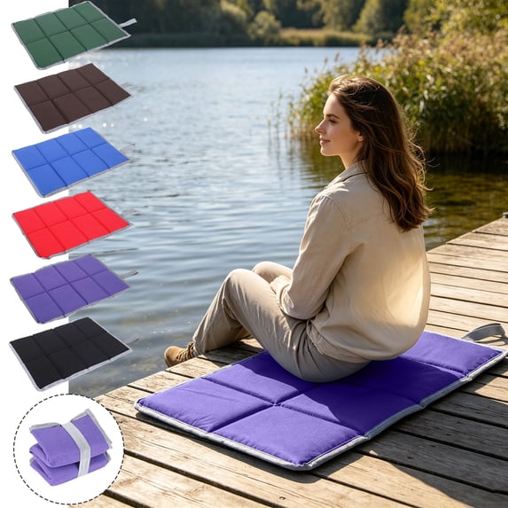 Waterproof Foldable Outdoor Seat Cushion - Oxford Cloth Portable Camping Mat, Thickened Padding for Picnic Hiking Stadium Parks Travel Fishing, Black, Ccwuwei
