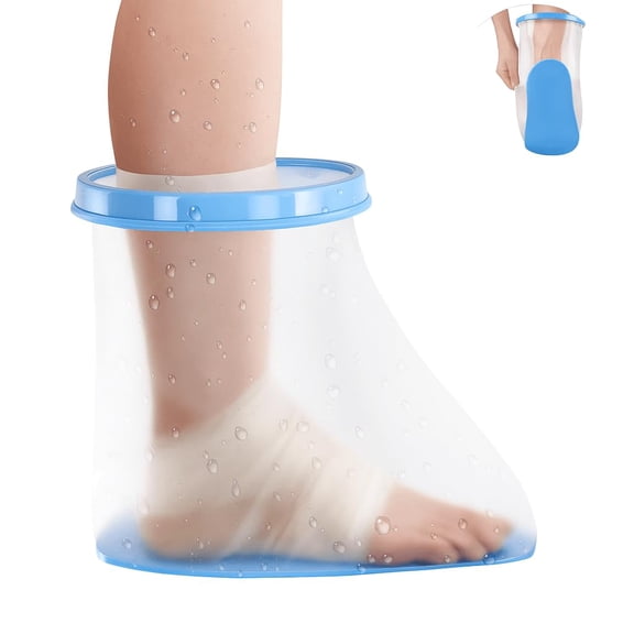 Waterproof Foot & Ankle Cast Cover for Shower,with New Upgraded Non-Slip Padding Bottom,Reusable Sealed Watertight Foot Protector to Keep Wound & Bandages Dry,Perfect Fit for Leg Foot Ankle