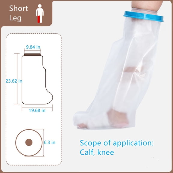 Waterproof Foot Cast Shower Cover with Non-Slip Bottom - Reusable Watertight Protector for Surgery, Wounds & Burns