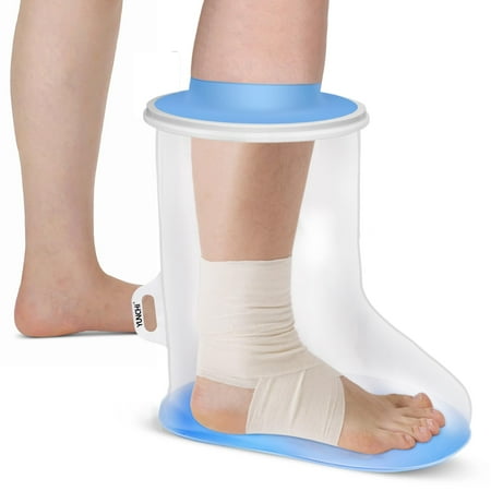 Waterproof Foot Cover for Shower Adults with Non-Slip Bottom, Reusable Watertight Foot Ankle Cast Protector for Foot Surgery Casts Bandages Wounds Dressing