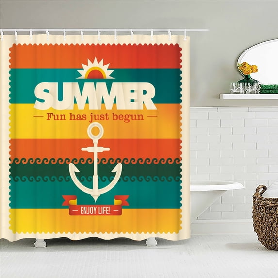 Waterproof Frabic Shower Curtains Nordic Style Mediterranean Nautical Anchor 3D Printed Bathroom Curtain Polyester Bath Curtain