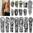 thumbnail image 1 of Yazhiji 8 Sheets Full Arm Temporary Tattoos and 8 Sheets Half Arm Shoulder Tattoo, Extra Large Waterproof Long Lasting Tattoo Stickers for Men and Women (22.83"X7.1"), 1 of 7