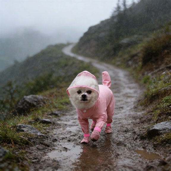 Waterproof Full Coverage Pet Raincoat with Hood & Reflective Strips, Pink XL, for Small to Medium Dogs & Cats