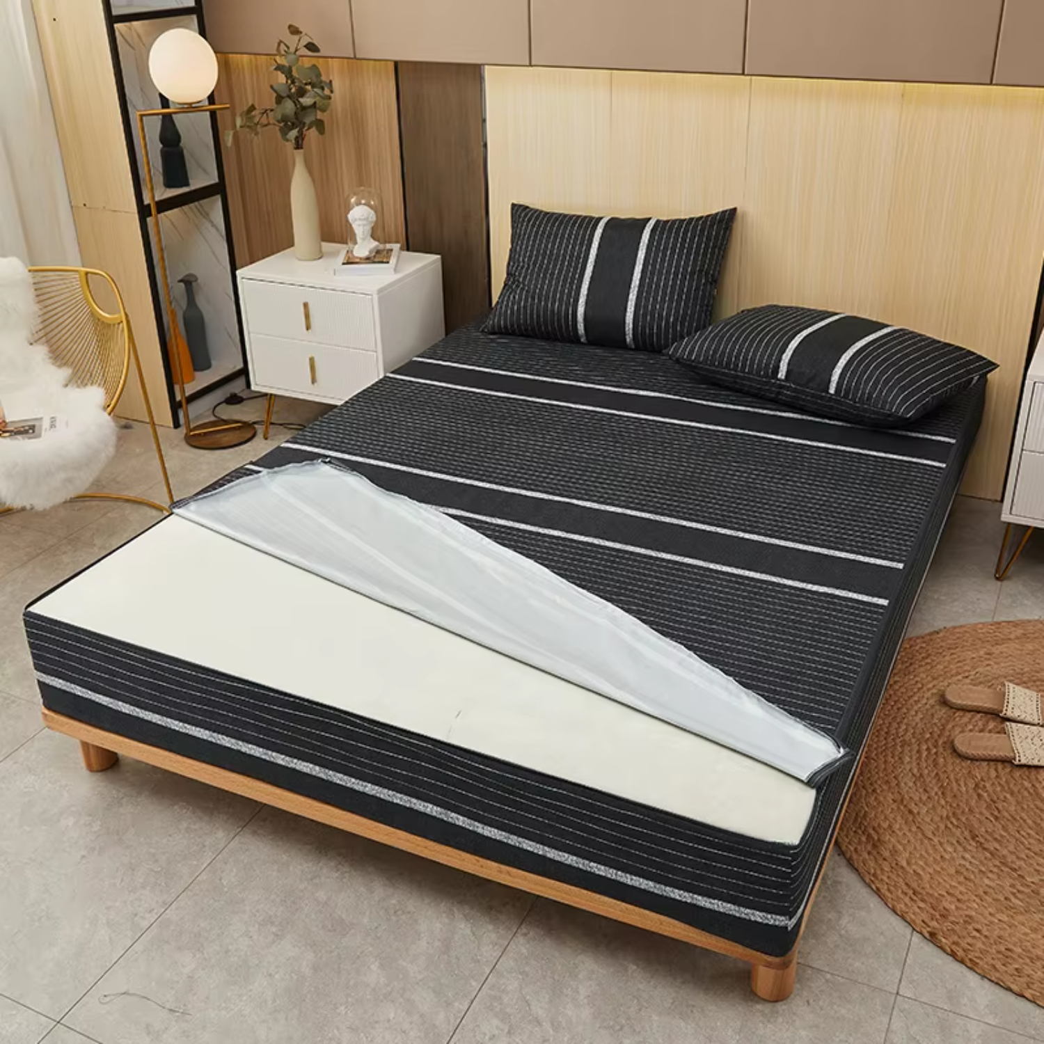 Waterproof and Full Enclosed 6Sided Mattress Cover with Zipper for Ultimate Protection and
