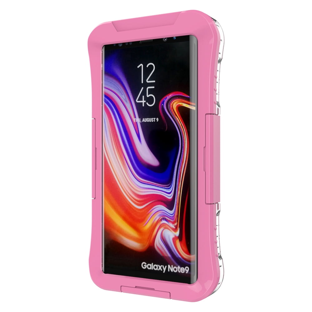 Waterproof Fully Sealed Hard Case For Samsung Galaxy Note 9 With Plastic Screen Protector Cover For Swimming, Beach, Camping, Vacation Outdoor Use (Pink)