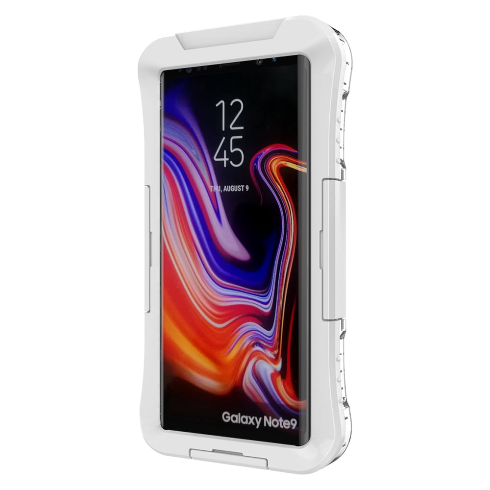 Waterproof Fully Sealed Hard Case For Samsung Galaxy Note 9 With Plastic Screen Protector Cover For Swimming, Beach, Camping, Vacation Outdoor Use (White)