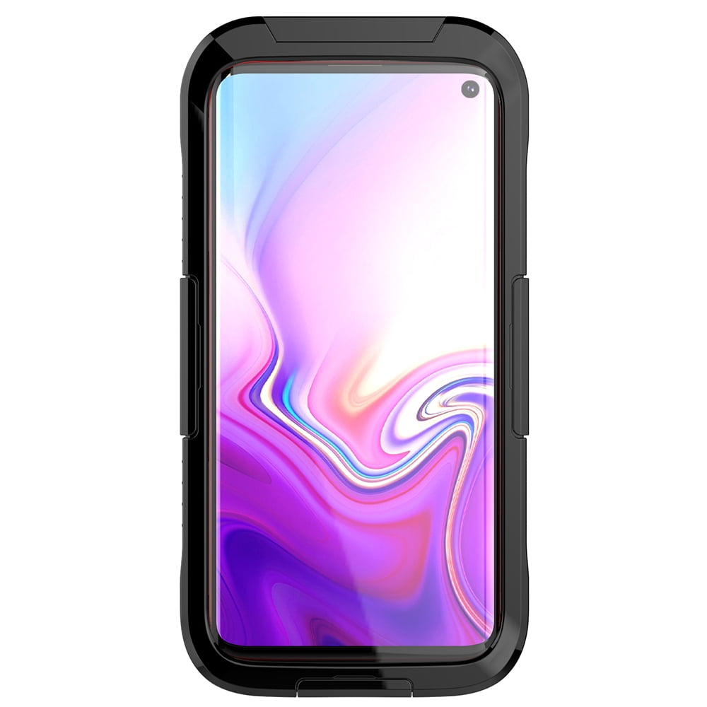 Waterproof Fully Sealed Hard Case For Samsung Galaxy S10 With Plastic Screen Protector Cover For Swimming, Beach, Camping, Vacation Outdoor Use (Black)