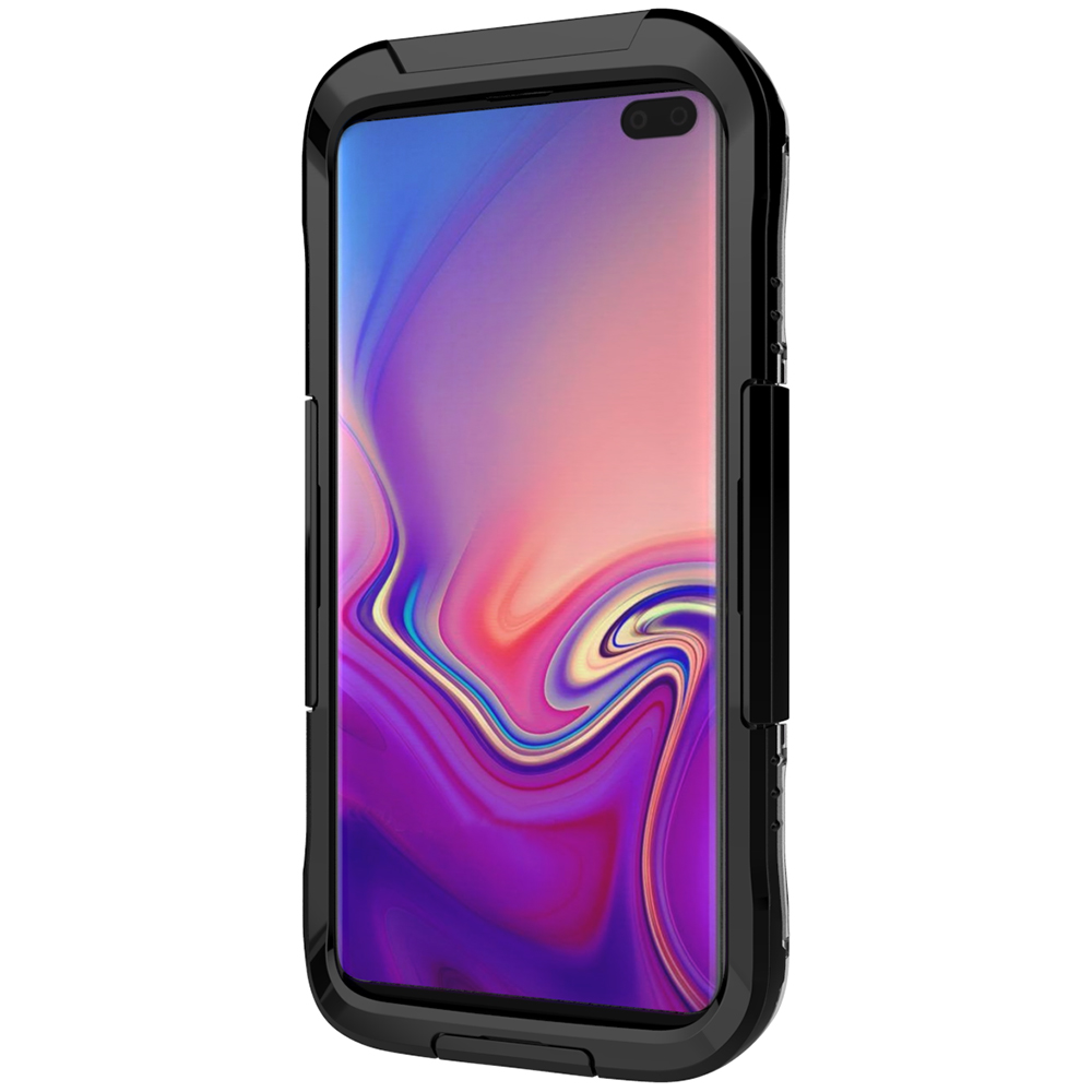 Waterproof Fully Sealed Hard Case For Samsung Galaxy S10 Plus With Plastic Screen Protector Cover For Swimming, Beach, Camping, Vacation Outdoor Use (Black)