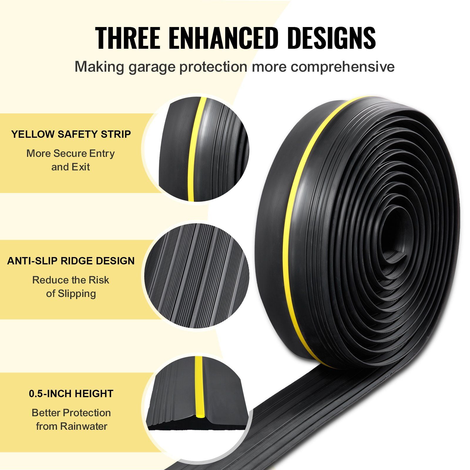 Waterproof Garage Door Threshold Seal - 20FT Universal PVC Bottom Strip, Weather Resistant & Anti-Leak for Home & Garage