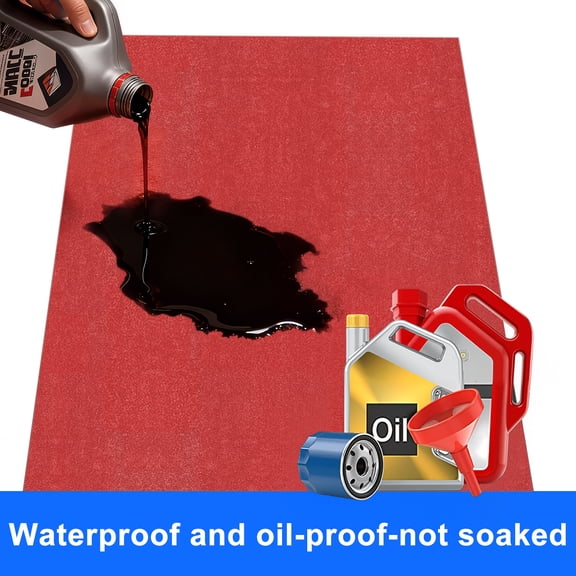 Waterproof Garage Floor Mat 7.4x17, Pe Backing With Non-Slip Felt, Cut-To-Fit, Absorbs Oil & Fluids, Easy Clean For Car, Motorcycle, Workshop Protection