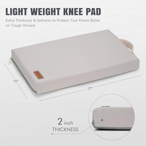 Waterproof Garden Kneeling Pad - 2" Thick Soft Foam Kneeling Mat for Gardeners with Handle & Removable Cover, Knee Support for Bathing, Grey