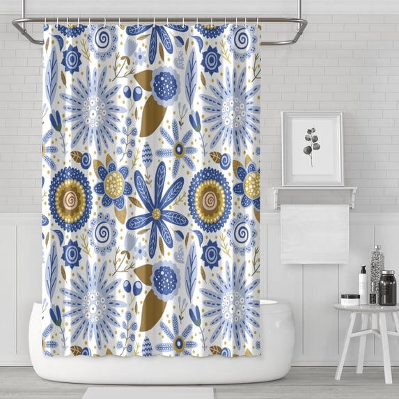 Waterproof Garden Plants Classic Design Shower Curtain 72x72 Inch Boho Style Polyester Unique Shower Curtain for Bathroom Hotel Home Decor with 12 Plastic Hooks