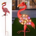 thumbnail image 1 of Waterproof Garden Solar Lights,Solar Tropical Bird Lights,Light Cord Metal Garden Bird Statue,Color 30 LED Flamingo-Shaped Stake Light for Lawn Garden Decoration,Pink 13.19 in, 1 of 9