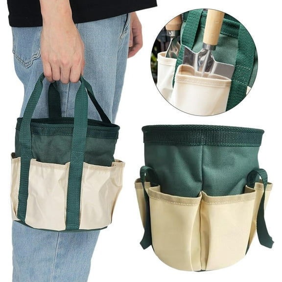 Waterproof Gardening Tote Cozival Heavy Duty Garden Tool Organizer - 6-Pocket Oxford Cloth Tote Bag with Reinforced Handles, Waterproof Storage for Gardening Supplies, Outdoor Tool Carrier Bag, B