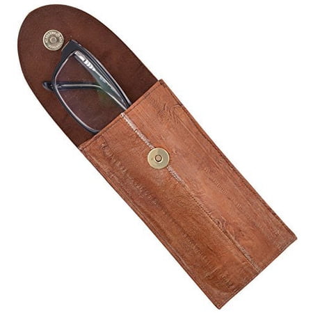 Waterproof Genuine Eel Skin Leather Eyeglasses Case NEW (Brown)
