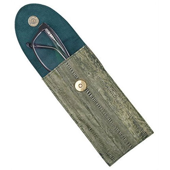 Waterproof Genuine Eel Skin Leather Eyeglasses Case NEW (Green)