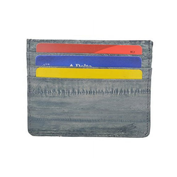 Waterproof Genuine Eel Skin Soft Leather Slim Thin Credit Card Holder Wallet (Grey)