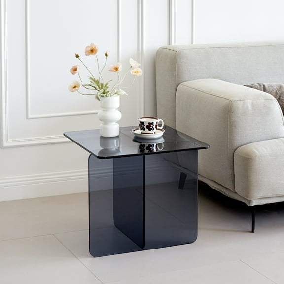 Waterproof Glass Desk, Keeps Your Workspace Clean Grey Office Sidetable, Adds Functionality To Space