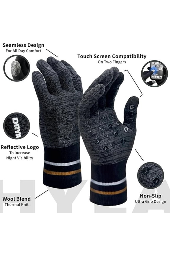 Waterproof Gloves - Warm Touchscreen Winter Snow Wool Blend Hand Gloves for Men & Women - Work, Hiking, Skiing, Running, Biking, Riding Glove, Ideal for Cold Weather