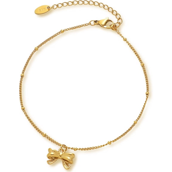Waterproof Gold Ankle Bracelet for Women,14k Gold Plated Titanium and Stainless Steel Dainty Daily Foot Jewelry Anklet for Women