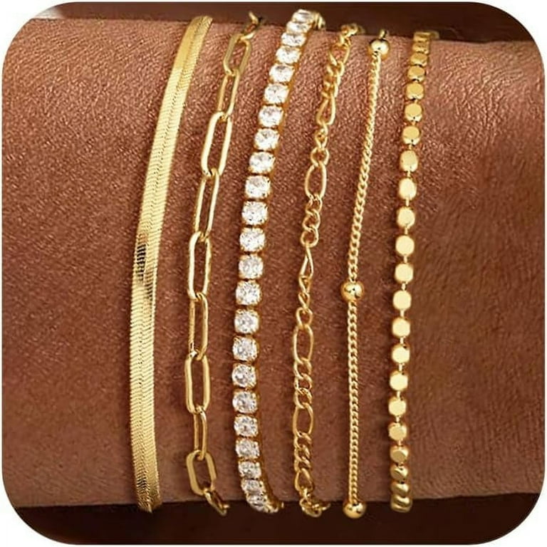Waterproof Gold Bracelets Set for Women Trendy, Dainty 14K  display picture 1