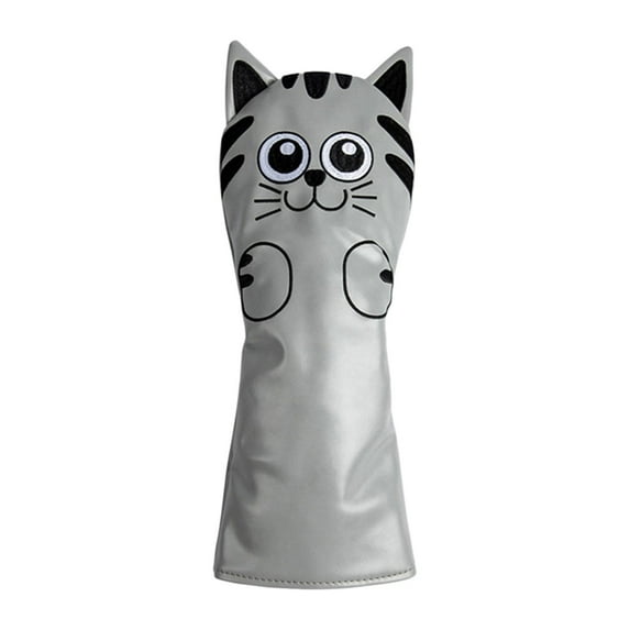 Waterproof Golf Club Head Covers Accessories Golf Cue Protector Cat Pattern Thick Putter Headcover for Outdoor Unisex Beginners Driver Grey
