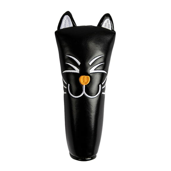 Waterproof Golf Club Head Covers Accessories Golf Cue Protector Cat Pattern Thick Putter Headcover for Outdoor Unisex Beginners Straight Black