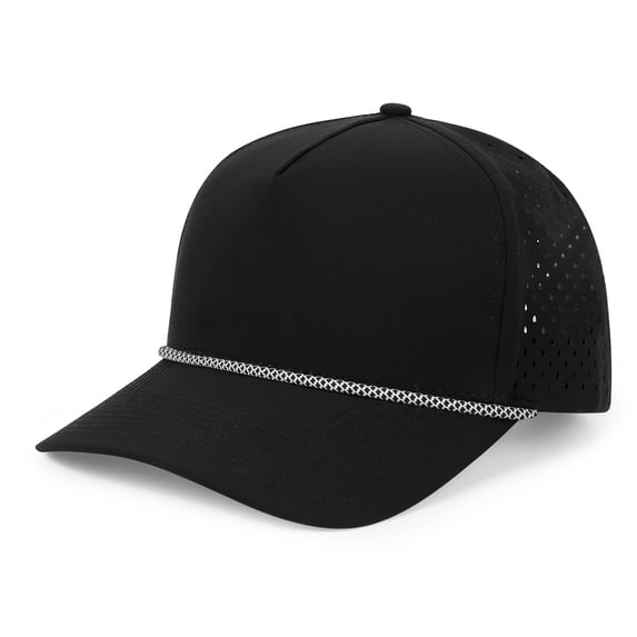 Waterproof Golf Rope Hat 5 Panel Performance Snapback Cap for Men, Breathable Perforated Mesh Baseball Cap, Lightweight Outdoor Sports Workout Running Hat