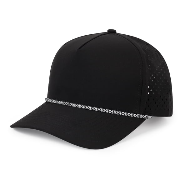 Waterproof Golf Rope Hat 5 Panel Performance Snapback Cap for Men, Breathable Perforated Mesh Baseball Cap, Lightweight Outdoor Sports Workout Running Hat