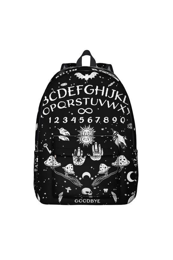 Waterproof Goth Celestial Backpack, Durable School Bag with Lunar Eclipse and Cosmic Star Design