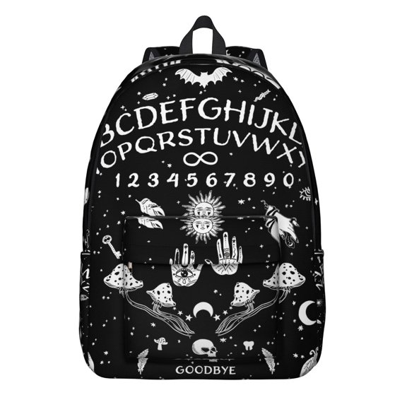 Waterproof Goth Celestial Backpack, Durable School Bag with Lunar Eclipse and Cosmic Star Design