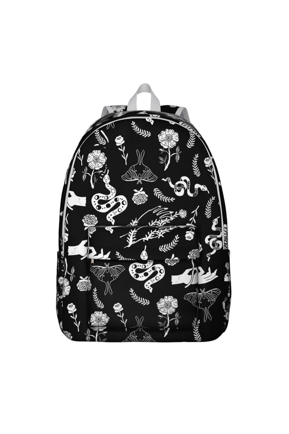 Waterproof Goth Celestial Backpack, Durable School Bag with Lunar Eclipse and Cosmic Star Design