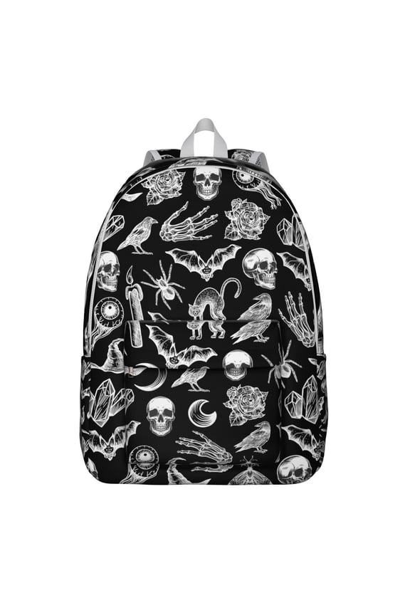 Waterproof Gothic Astral Backpack, Durable School Bag Featuring Cosmic Eclipse and Lunar Constellation Design