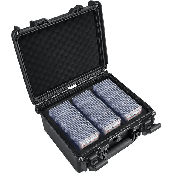 Waterproof Graded Card Storage Box Compatible with 102 Slabs, Sports Trading Case Fits PSA, CSG, BGS, CGC, SGC, Magnetic Cards Holder and Top Loaders