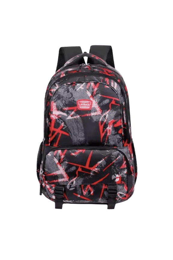 Waterproof Graffiti School Backpack Multi-Compartment Laptop Travel-Red