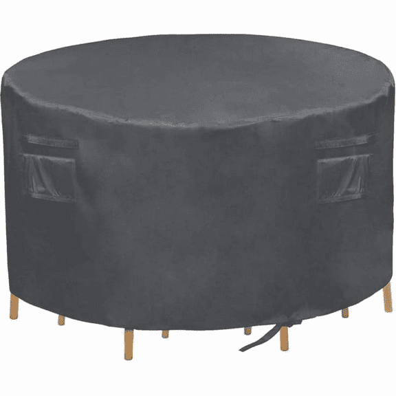 Waterproof Gray Large Round Patio Table and Chair Set Cover for Indoor or Outdoor Use