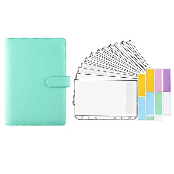 Waterproof Green PU Leather Notebook with Loose Leaf for Banknotes, Cash, Coupons, and Cards Storage