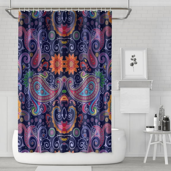 Waterproof Gypsy Bohemian Style Art Pattern Shower Curtain 72x72 Inch Boho Style Polyester Unique Shower Curtain for Bathroom Hotel Home Decor with 12 Plastic Hooks