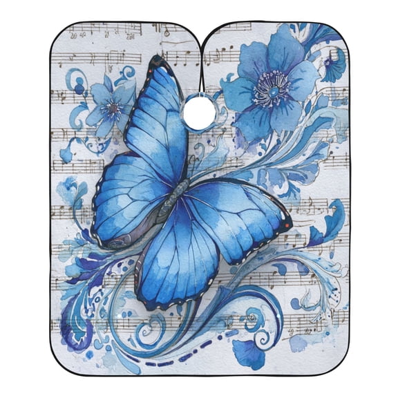 Waterproof Hair-Resistant Barber Cape, Adjustable Haircut Cape for Men & Women, Home Salon Hairdressing Cape for Hair Coloring Perming Fantasy Butterfly on Sheet Music