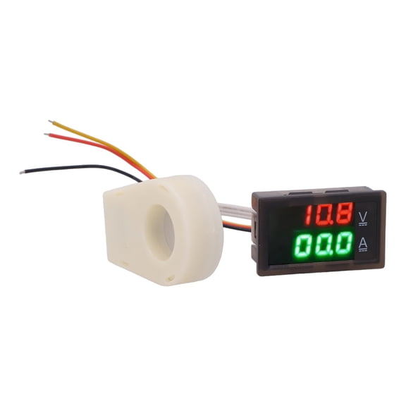 Waterproof Hall Effect Voltmeter Ammeter with Dual Digital Display, DC 0-300V Voltage Meter and 50A-400A Current Sensor for Accurate Industrial Electrical Measurement and Monitoring(50A)