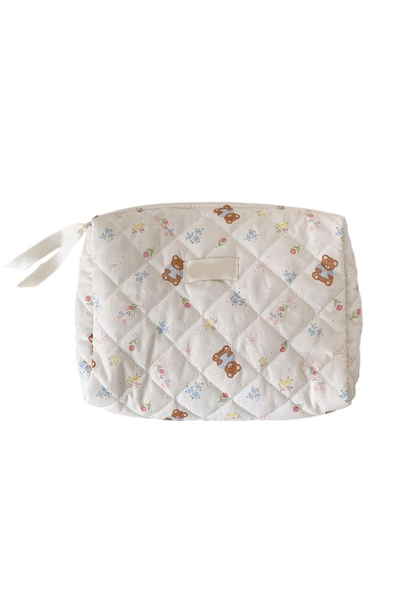 Waterproof Hanging Cosmetic Organizers Cartoon Bear Pattern Multi Compartment Travel Bag Portable Portable Bath Essential