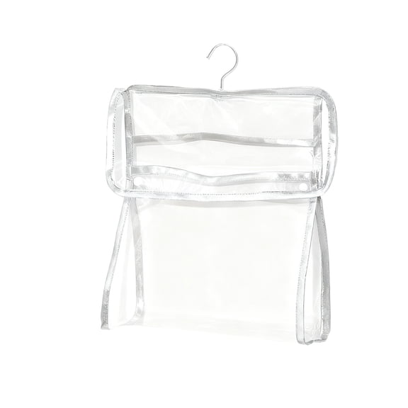 Waterproof Hanging Storage Bag, Multi-Compartment Shower Organizer with Hook, PVC Bathroom Wall Mount for Toiletries, Towels, Underwear, Travel Storage, 12.2x11.81x3.95in